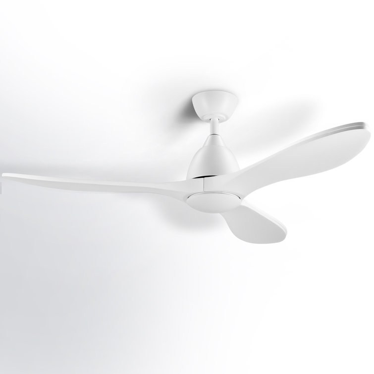 White 52" Modern LED Ceiling Fan with Remote and Wood Blades