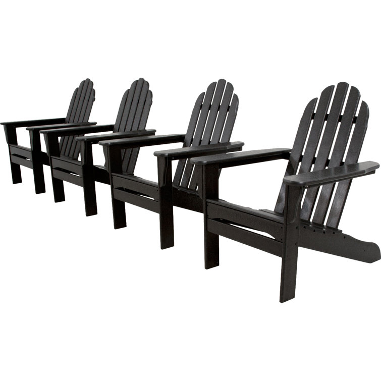 Black High-Density Polyethylene 4-Piece Adirondack Chair Set