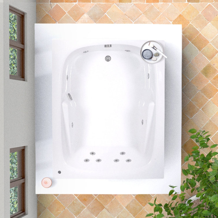 White Acrylic 60'' x 48'' Drop-In Whirlpool Bathtub with Jets