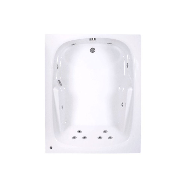 White Acrylic 60'' x 48'' Drop-In Whirlpool Bathtub with Jets