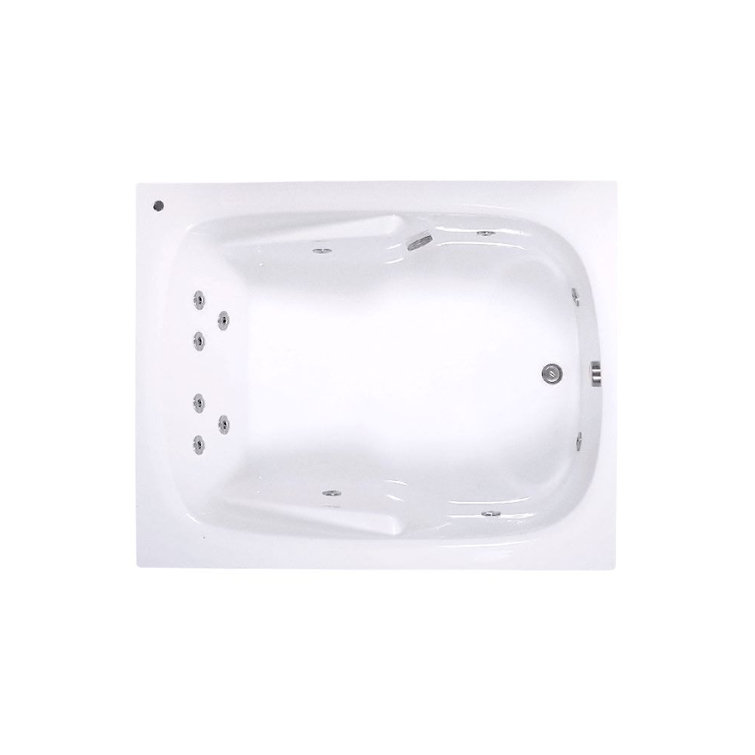 White Acrylic 60'' x 48'' Drop-In Whirlpool Bathtub with Jets