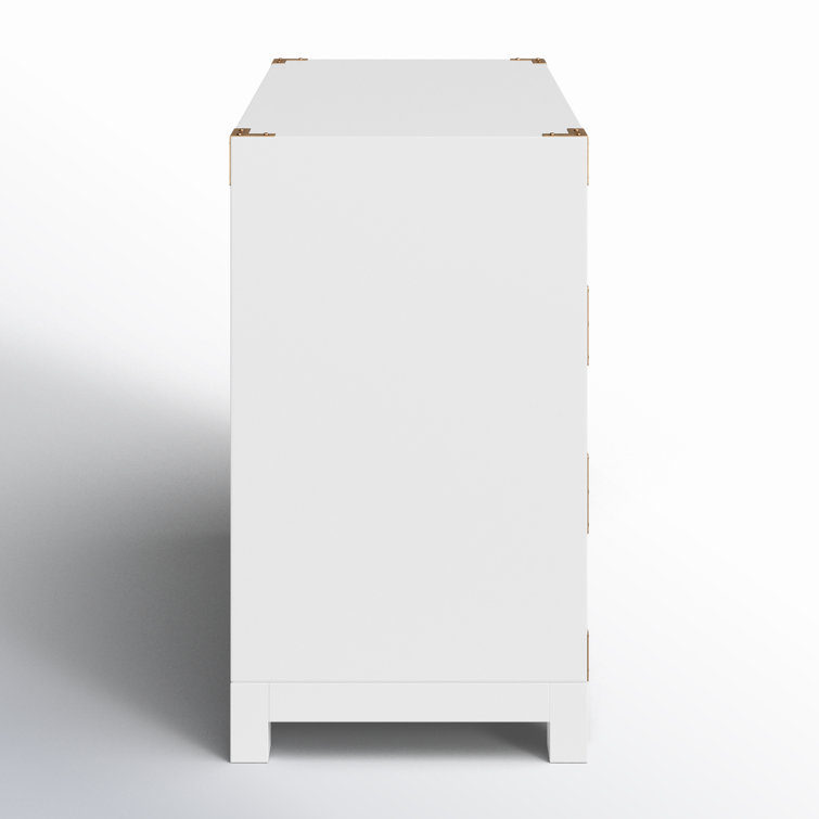 Transitional Glossy White Mango Wood 3-Drawer Dresser