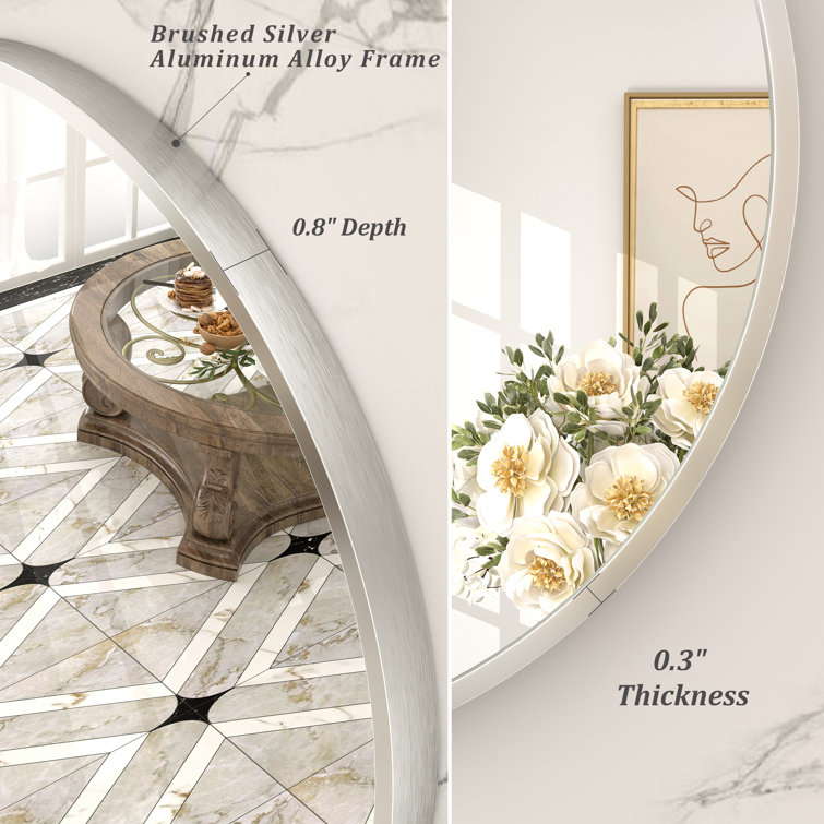 18" Round Silver Aluminum Vanity Mirror with Fog-Free Finish
