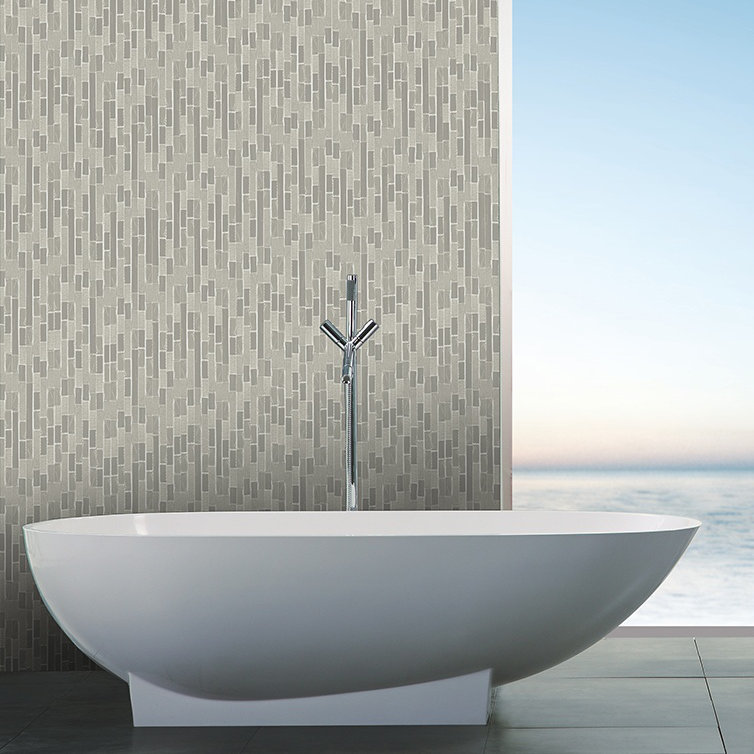 New Era 12-in x 12-in Gray and Beige Glass and Stone Mosaic Wall Tile