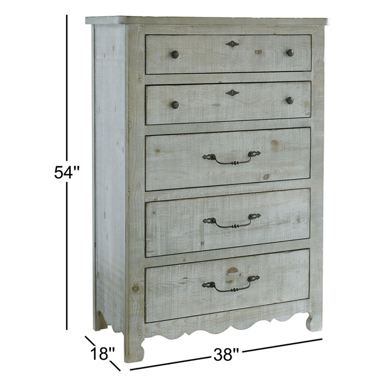 Chatsworth Mint Gray 38" Farmhouse 5-Drawer Dresser