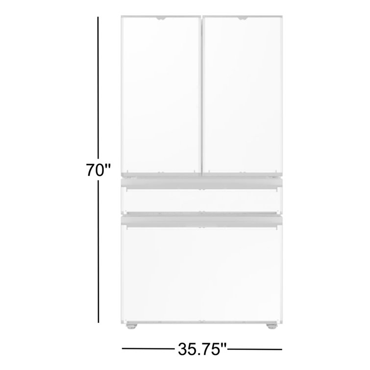 36" White and Orange Glass French Door Refrigerator with Ice Maker