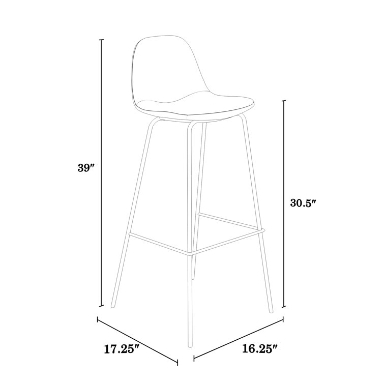 Black Boucle Upholstered Bar Stools with Metal Frame, Set of 2