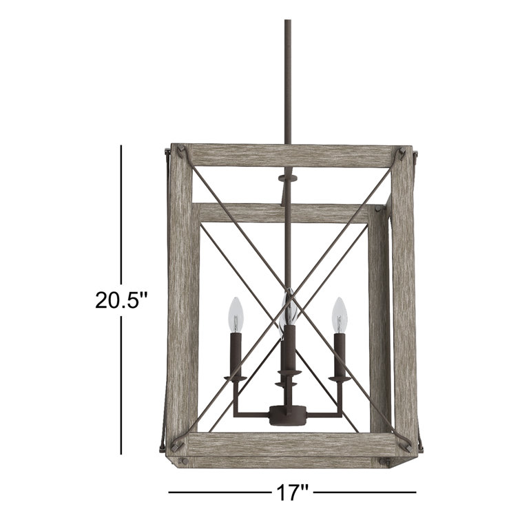 Thornwood Washed Pine and Weathered Iron 4-Light Indoor/Outdoor Pendant