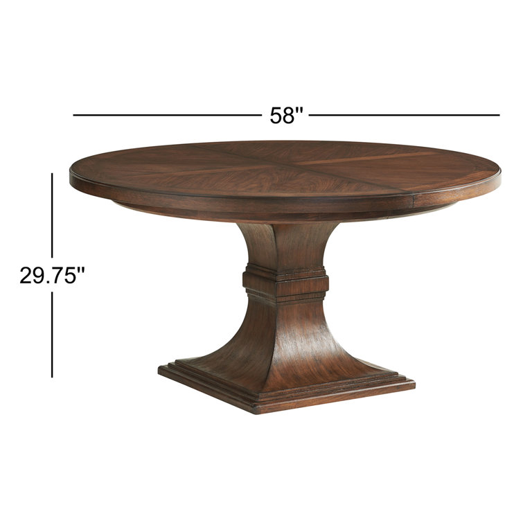58" Brown Walnut Extendable Round Dining Table