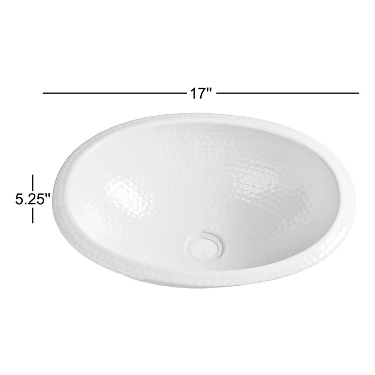 Matte Black Hammered Copper Oval Drop-In Bathroom Sink 17"