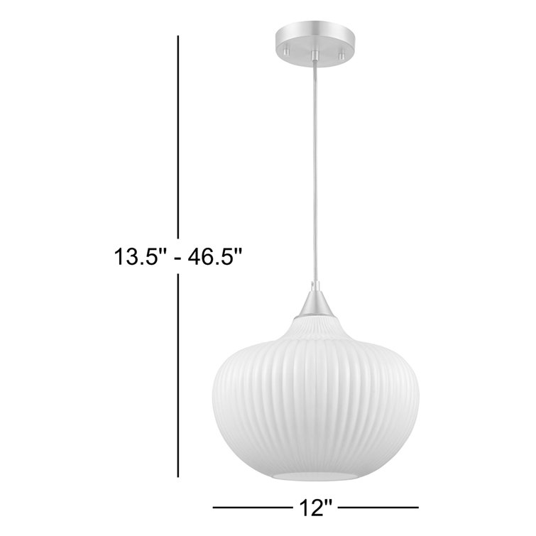 Antique Gold Ribbed Glass Globe Pendant Light