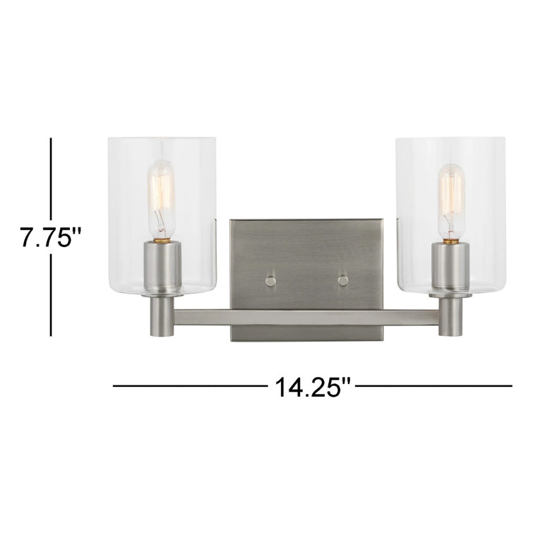 Brushed Nickel 2-Light Dimmable Cylinder Vanity Light