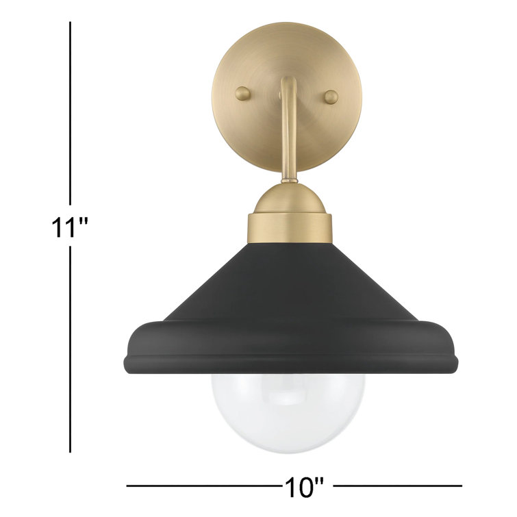 Matte Black and Gold Leaf Dimmable Wall Sconce