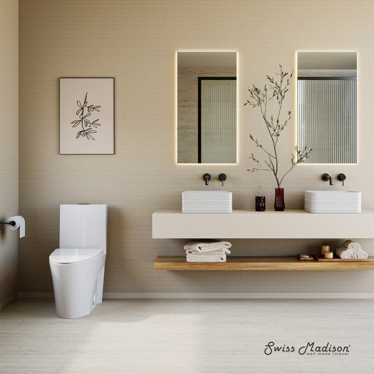 White Elongated Dual Flush High Efficiency Toilet
