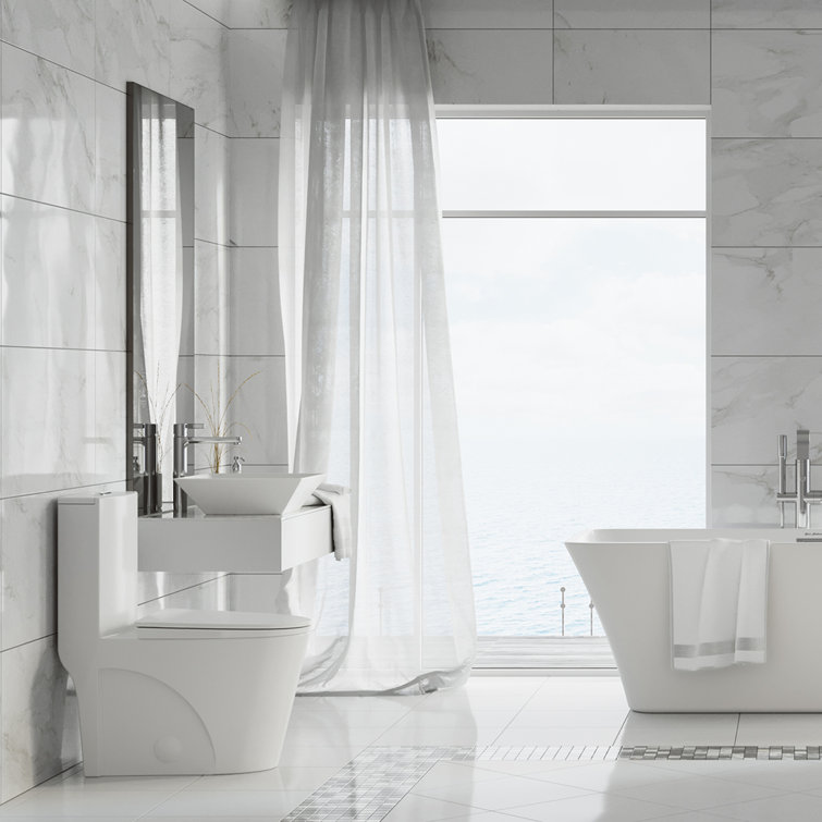 White Elongated Dual Flush High Efficiency Toilet