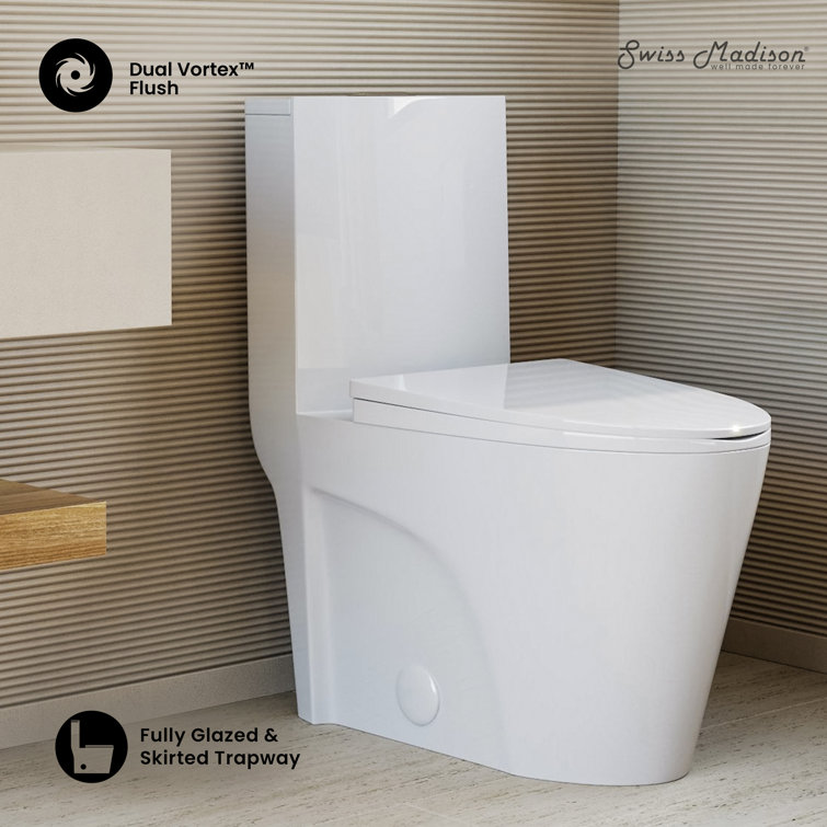 White Elongated Dual Flush High Efficiency Toilet