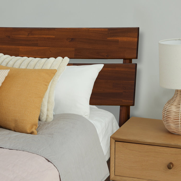 Aurora Queen Chocolate Acacia Wood Bed Frame with Headboard