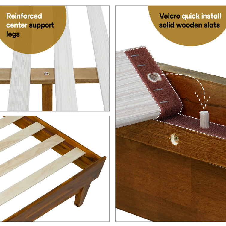 Aurora Queen Chocolate Acacia Wood Bed Frame with Headboard