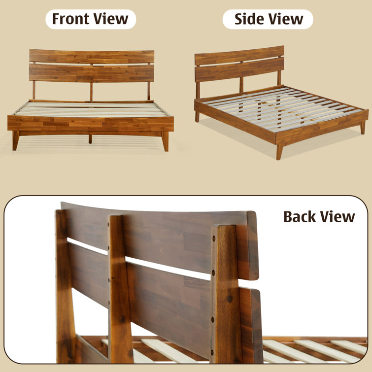 Aurora Queen Chocolate Acacia Wood Bed Frame with Headboard
