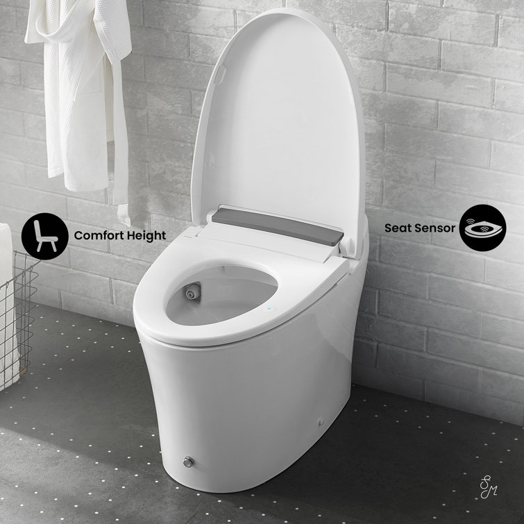 Hugo White Ceramic Elongated Dual-Flush Smart Toilet