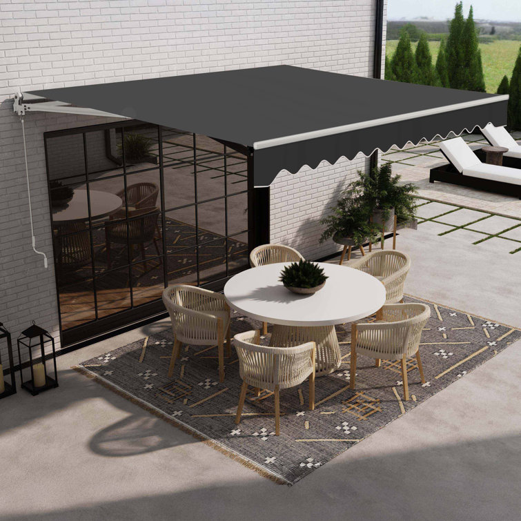 ALEKO 16' x 10' Black Motorized Retractable Patio Awning with White Frame