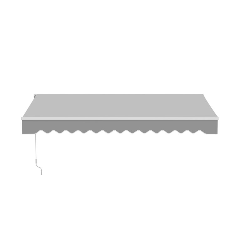 Silver Gray 13 x 10 ft Retractable Patio Awning with White Aluminum Frame