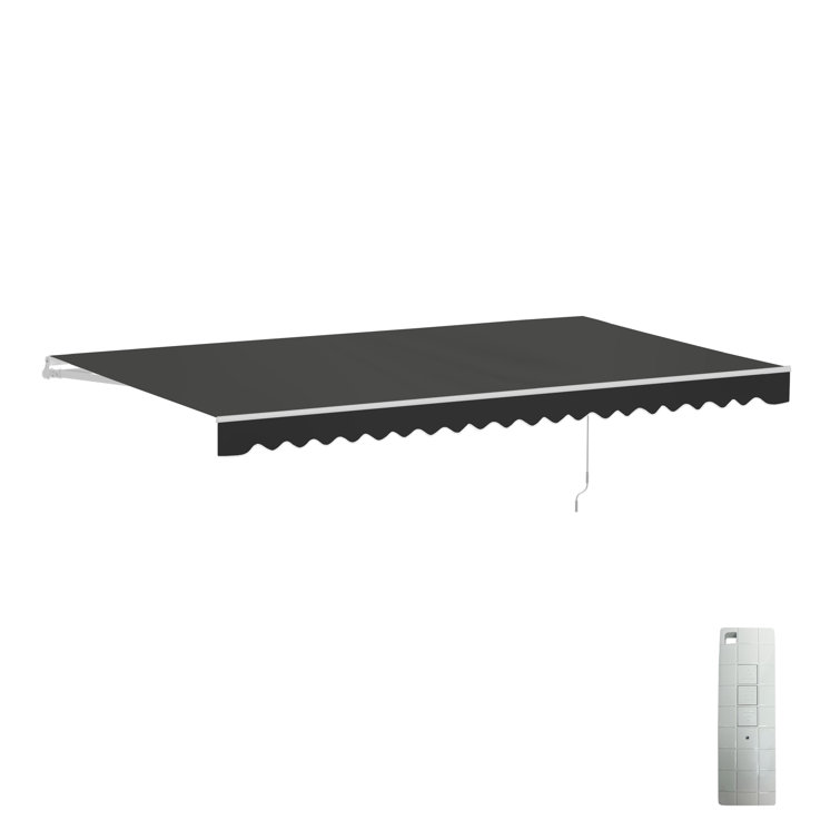 ALEKO 16' x 10' Black Motorized Retractable Patio Awning with White Frame