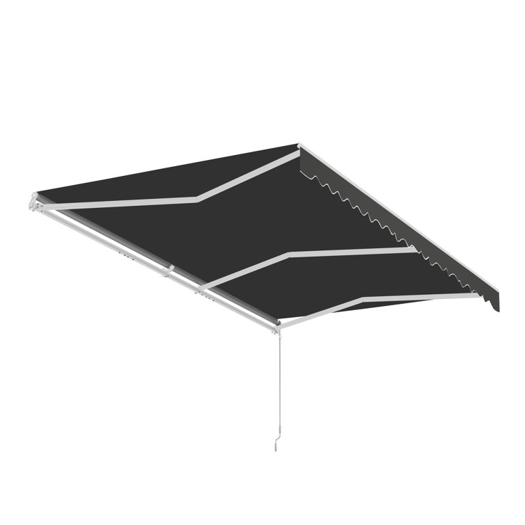 ALEKO 16' x 10' Black Motorized Retractable Patio Awning with White Frame