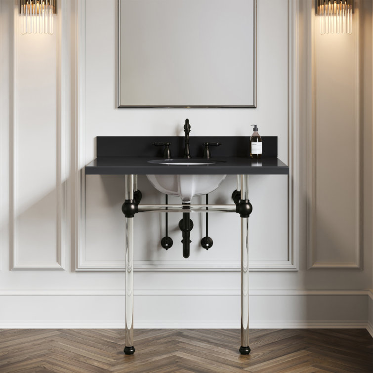 Duchess Oil Rubbed Bronze Widespread Bathroom Faucet with Black Porcelain Handles
