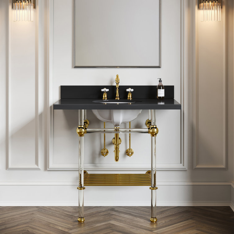 Heritage Polished Brass Widespread Bathroom Faucet with Drain Assembly
