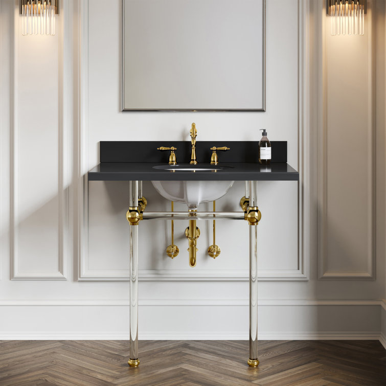 Polished Brass Traditional Widespread Bathroom Faucet with Drain