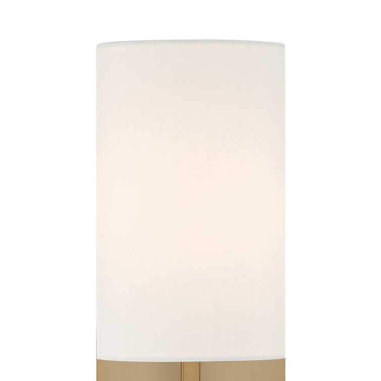 Aged Brass Single Light Dimmable Wall Sconce with White Drum Shade