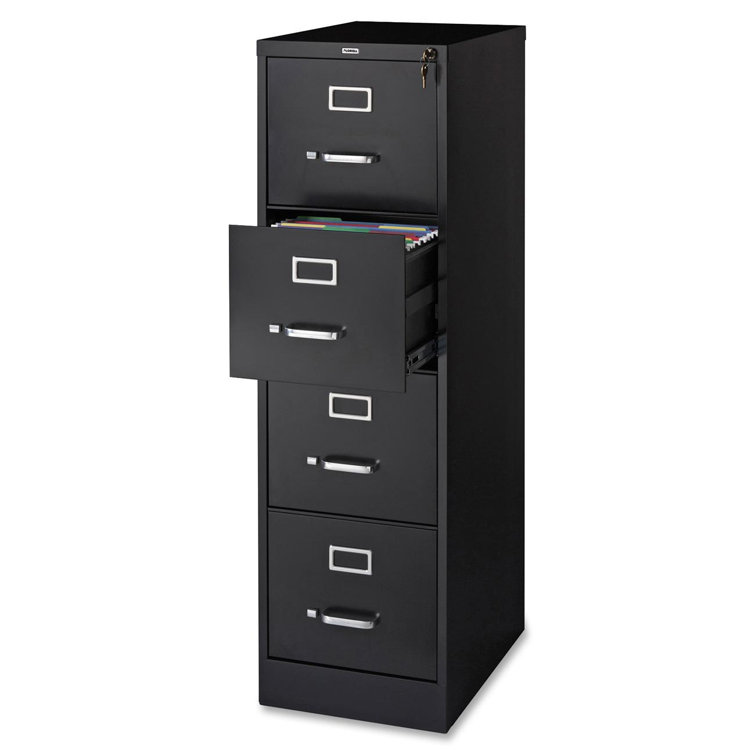 Black 4-Drawer Lockable Steel Vertical File Cabinet