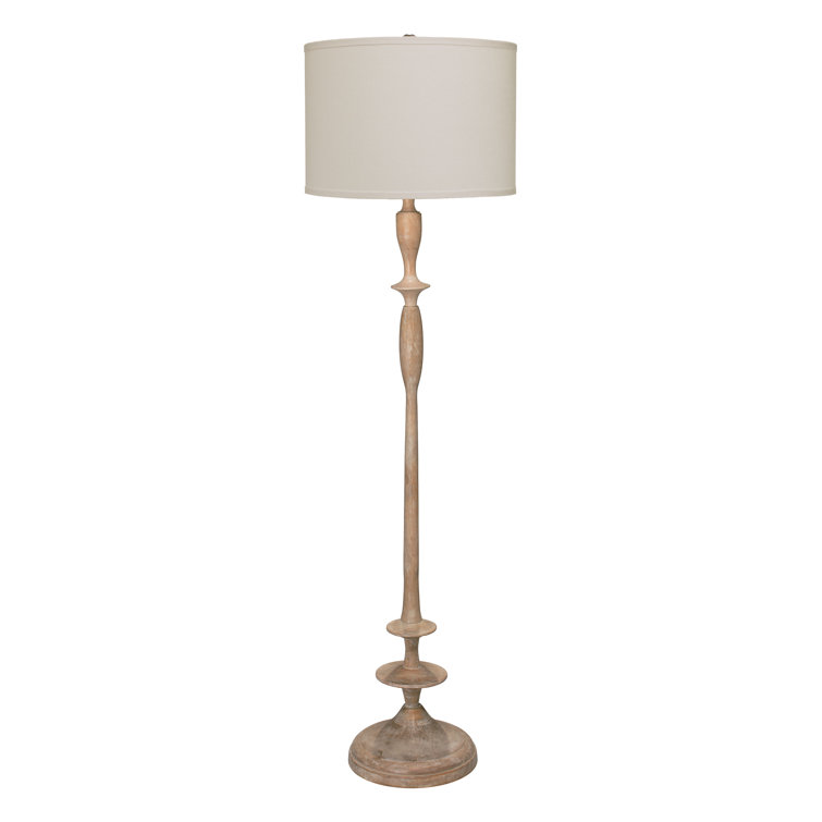 Bleached Mango Wood Floor Lamp with Linen Shade