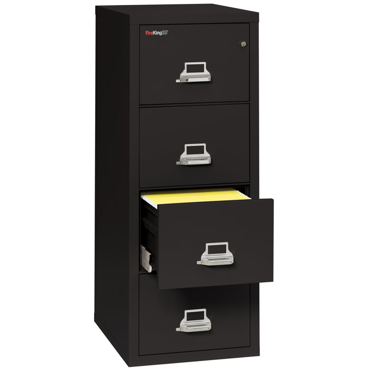 Black 4-Drawer Fire Resistant Steel Filing Cabinet