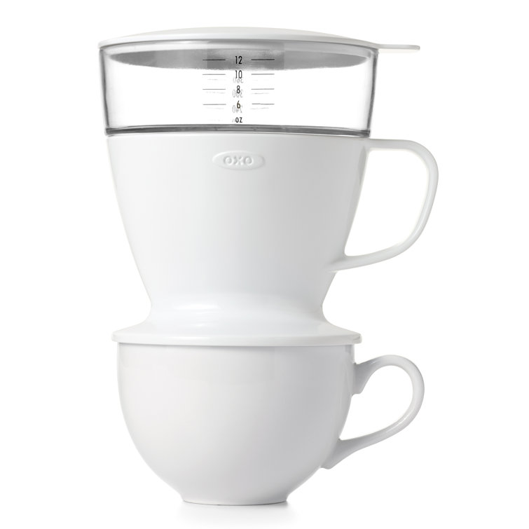 White 12 oz Single Serve Pour-Over Coffee Maker