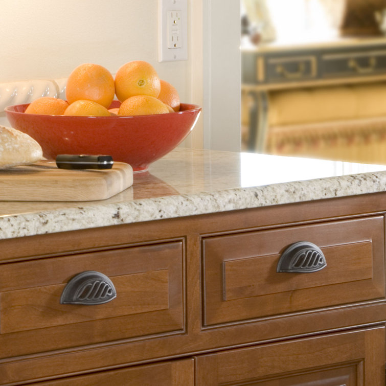 Matte Black Iron Rustic Cup Cabinet Pull with Mounting Hardware