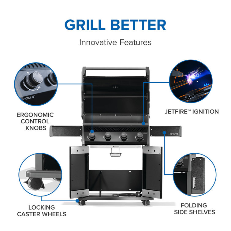 Napoleon Rogue 525 Black Propane Gas Grill with 4 Burners