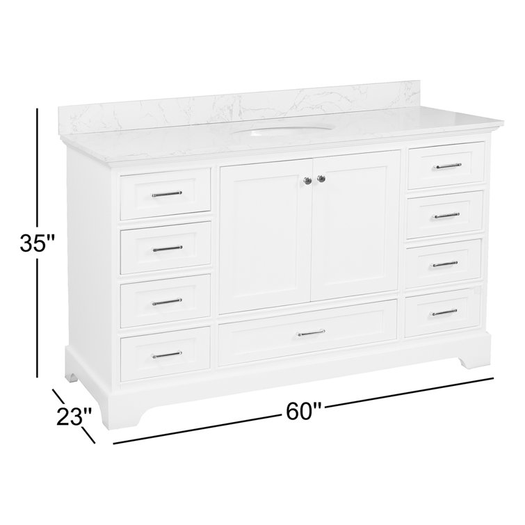 Larosa Elegance 60'' Powder Blue Single Freestanding Vanity with Authentic Marble Top