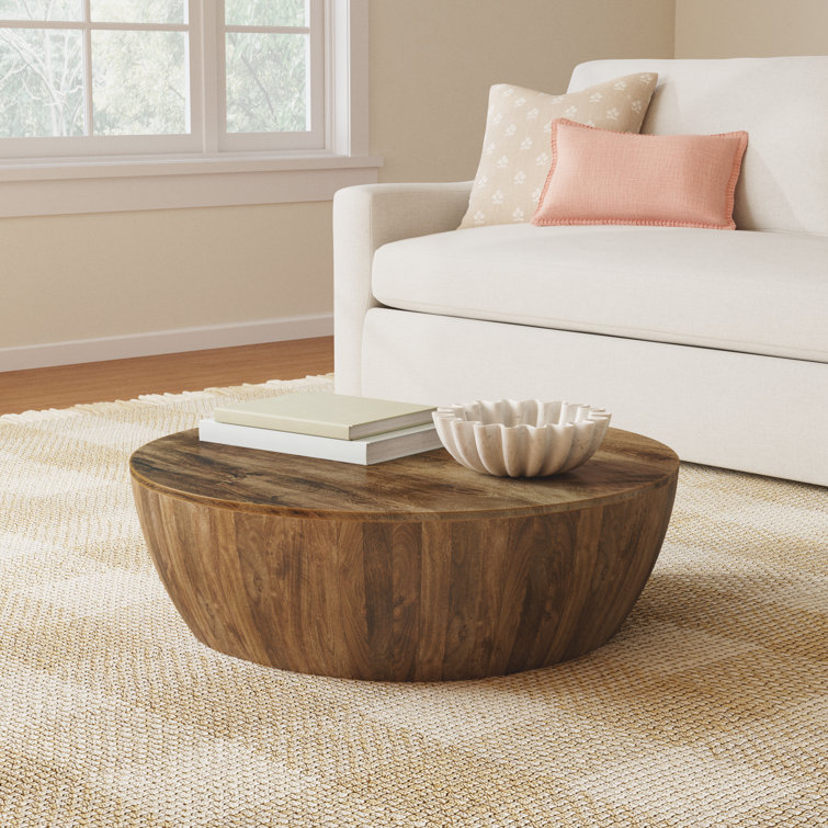 Vivenne Round Walnut Mango Wood Drum Coffee Table