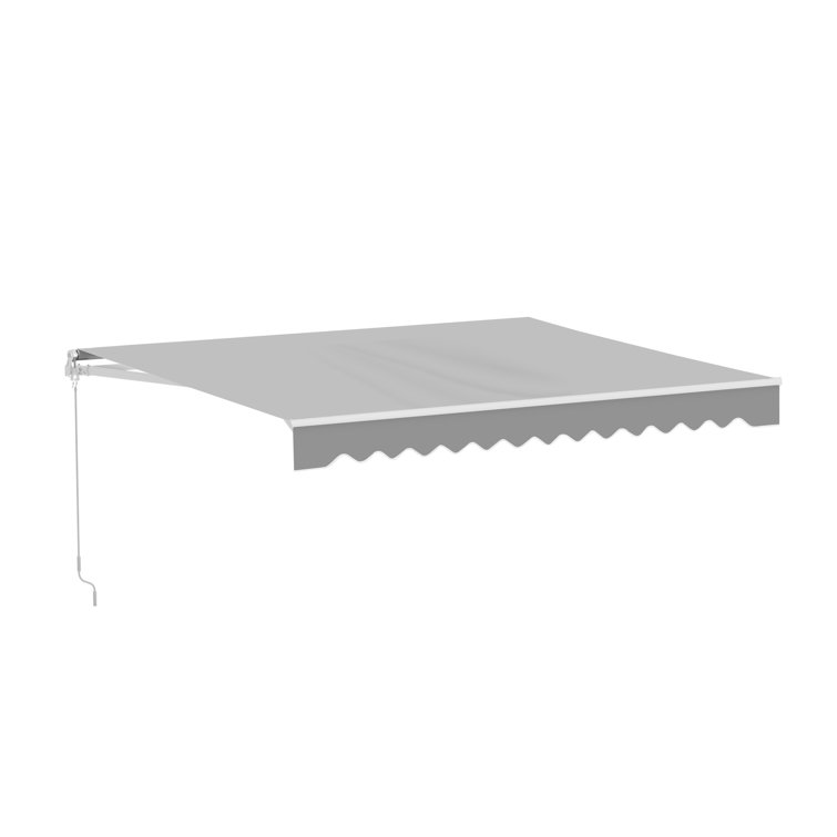 Silver Gray 13 x 10 ft Retractable Patio Awning with White Aluminum Frame