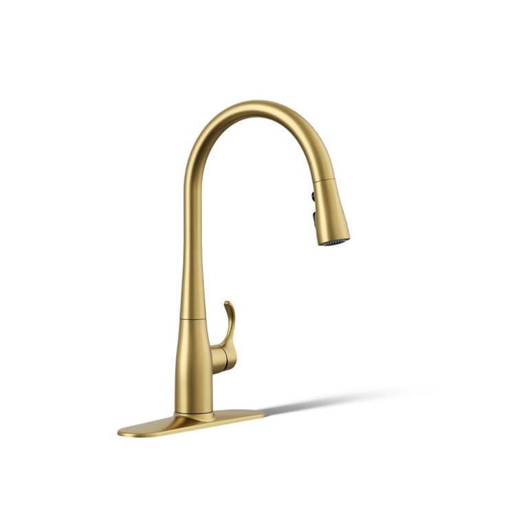 Vibrant Brushed Moderne Brass Pull-Down Kitchen Faucet