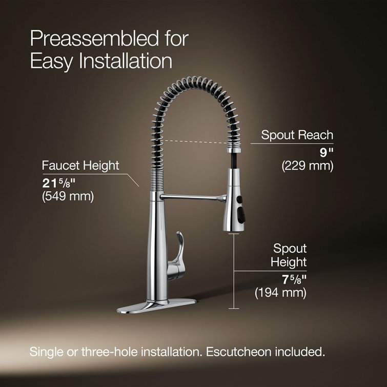 Polished Chrome Semi-Professional Kitchen Faucet with Pull-Out Spray
