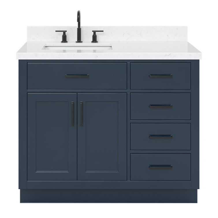 Midnight Blue 42" Freestanding Single Basin Vanity Set with Hardwood Plywood