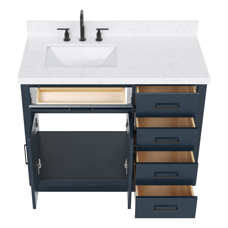 Midnight Blue 42" Freestanding Single Basin Vanity Set with Hardwood Plywood