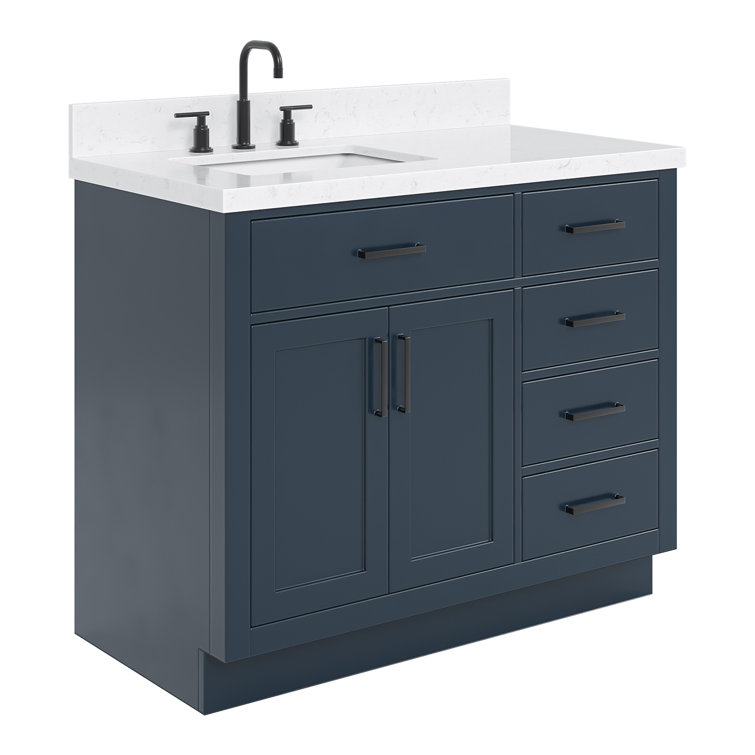 Midnight Blue 42" Freestanding Single Basin Vanity Set with Hardwood Plywood