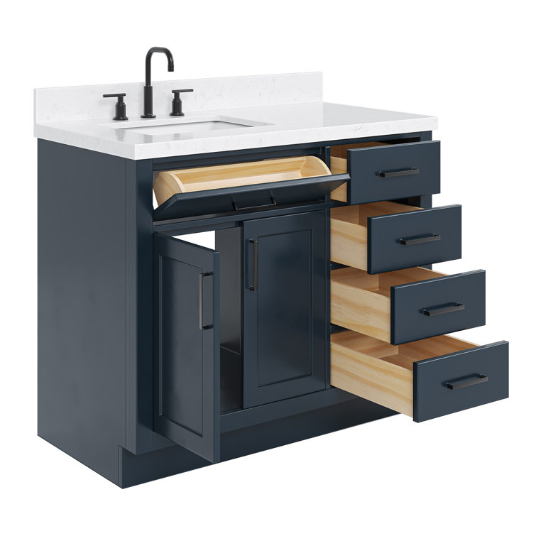 Midnight Blue 42" Freestanding Single Basin Vanity Set with Hardwood Plywood
