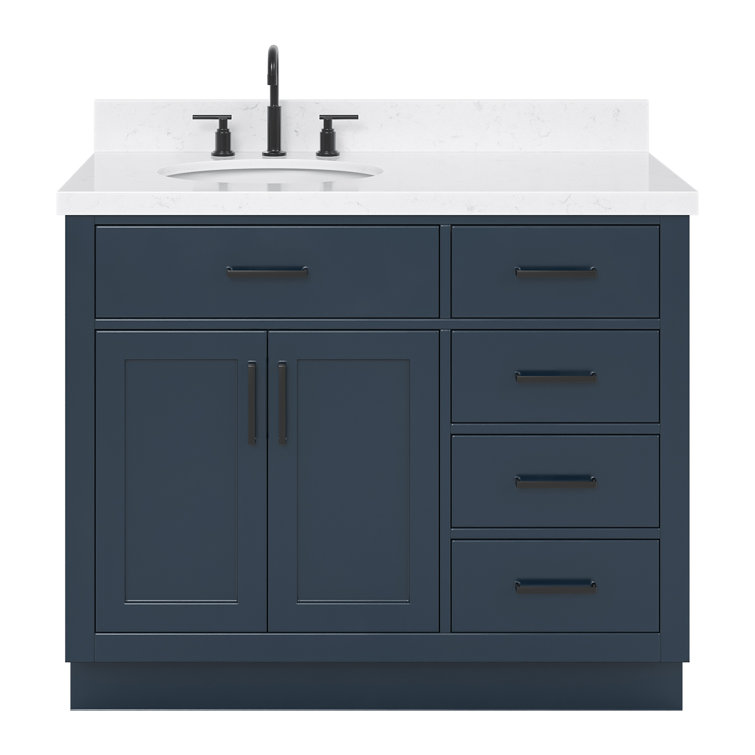 Midnight Blue 42" Freestanding Single Basin Vanity Set with Hardwood Plywood