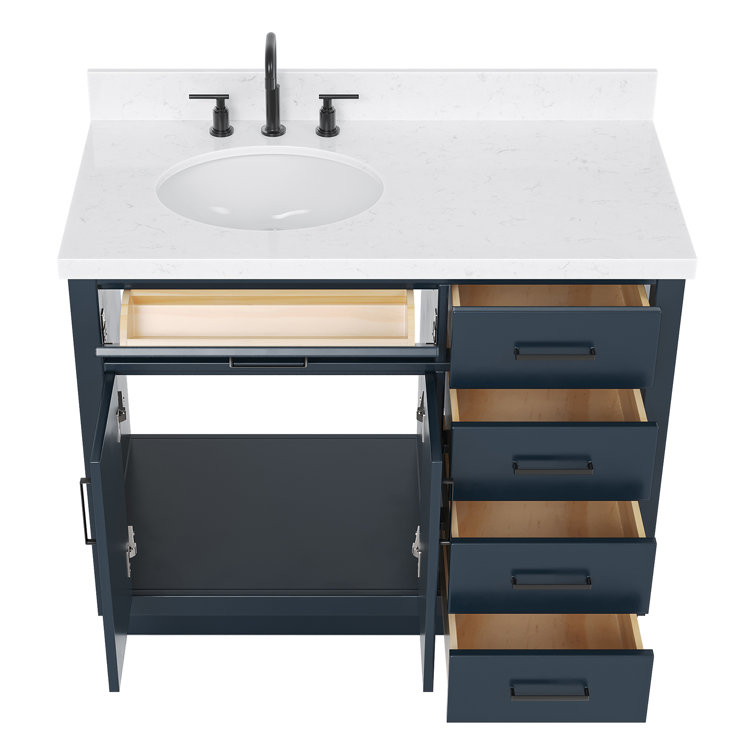 Midnight Blue 42" Freestanding Single Basin Vanity Set with Hardwood Plywood