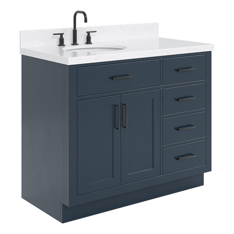 Midnight Blue 42" Freestanding Single Basin Vanity Set with Hardwood Plywood